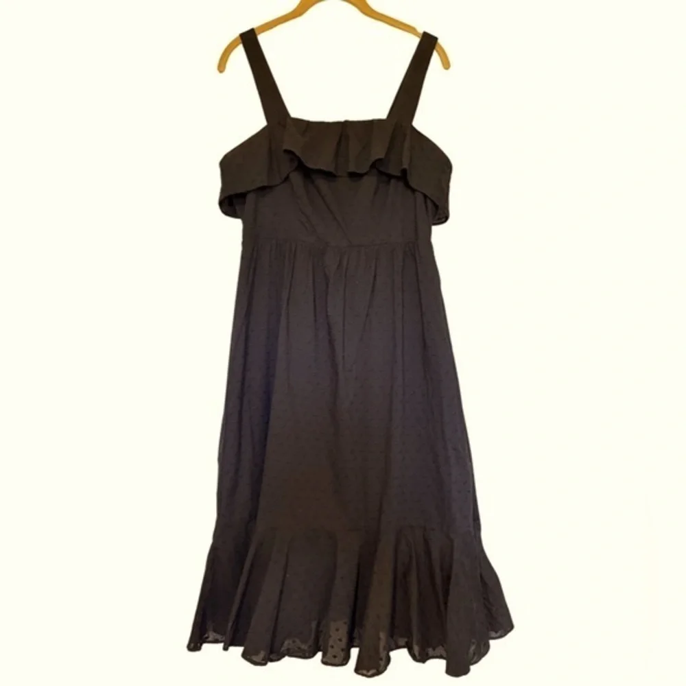 J. Crew Black Polka Dot Ruffle Midi Dress – Size 4